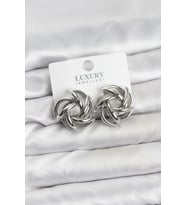 Gümüş Renk Pirinç Keskin Sarmal Model Kadın Küpe - TJ-BKP11601