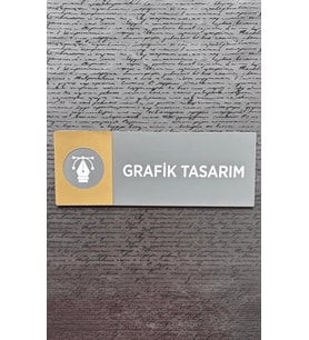 Grafik Tasarım Kapı İsimlik Yönlendirme Levhası Antrasit&Gold Pleksi Kendinden Yapışkanlı