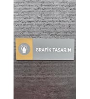 Grafik Tasarım Kapı İsimlik Yönlendirme Levhası Antrasit&Gold Pleksi Kendinden Yapışkanlı