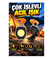 7 Modlu Mini LED Lamba Anahtarlık USB Şarjlı Taşınabilir Kamp Feneri