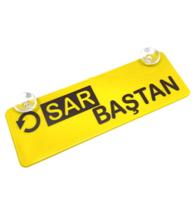 Sar Baştan Yazılı Sarı Dekor Plaka Vantuzlu Cam Süsü 22X7.5Cm