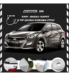 Hyundai İ30 Oto Araç Kapı Koruma Fitili 5metre Parlak Beyaz Renk