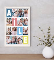 BK Gift Kişiye Özel Aile Temalı Dekoratif Ahşap Beyaz Çerçeveli Tablo 40x25cm-1