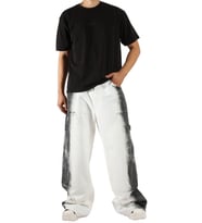 Denim Siyah Şerit Detay Wide Leg Pantolon