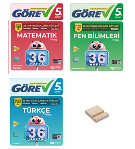 Nitelik 5. Sınıf Matematik Fen ve Türkçe 36 Haftalık Ders Föyleri 3lü Set + Telefon Standı