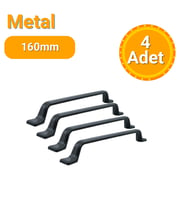 4 Adet Havai Düz Siyah Metal Mobilya Kulpu 160mm