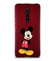 Xiaomi Mi 9T Pro Soft Premier Kapak Mickey Mouse-B Tasarımlı Silikon Kılıf - Mürdüm (Şeffaf)