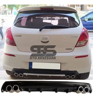 Hyundai i20 Difüzör Arka Tampon Eki 4 Egzoz Çıkışlı Siyah Lüx Tip