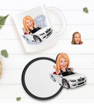 BK Gift Kişiye Özel Kadın Patron Karikatürlü Beyaz Kupa ve Ahşap Bardak Altlığı Hediye Seti-3