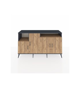 Kronos Konsol 5 Raflı 4 Kapaklı 176x59x99 Antrasit-Çam