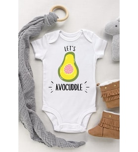 Unisex Bebek Beyaz Avocado Pamuklu Kısa Kollu Çıtçıtlı Body