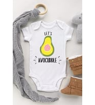 Unisex Bebek Beyaz Avocado Pamuklu Kısa Kollu Çıtçıtlı Body