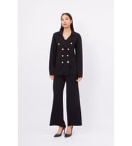 Styleboom X Peraluna KATHERINE BLAZER Çelik Örgü Klasik Kesim Düğmeli Blazer Kadın Triko Ceket - Siyah