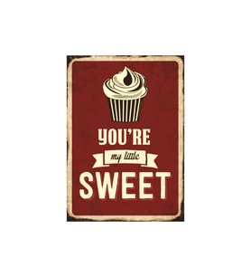 You're My Little Sweet Retro Ahşap Tablo – Cupcake Temalı Romantik Vintage Tasarım