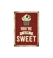 You're My Little Sweet Retro Ahşap Tablo – Cupcake Temalı Romantik Vintage Tasarım