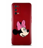 Realme 7 Pro Soft Premier Kapak Minnie Mouse-A Tasarımlı Silikon Kılıf - Mürdüm (Şeffaf)