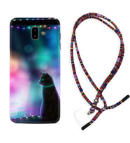 Samsung J6 Plus J7 Prime J7 Pro M20 Kılıf Boyun Asklı Rasta Silikon Window Cat 1787