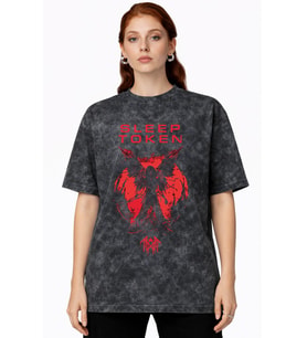 Sleep Token Rock Metal Müzik Grubu Baskılı Unisex Oversize Vintage Yıkamalı Tişört