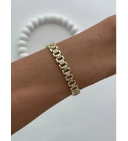 Özel Seri Geometrik Tasarım Zirkon Taşlı Gold Bileklik