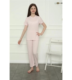 Kız Çocuk Penye Pijama Takım Pembe