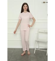 Kız Çocuk Penye Pijama Takım Pembe