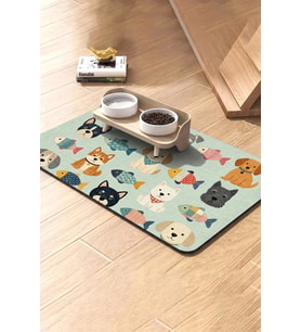 MAtGo Pati Kedi Köpek Beslenme Matı 50x70cm Yamalı Köpek Su Geçirmez Kaymaz Mama Kabı Altlığı Paspas