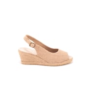 Gerçek Elişi Burnu Açık Arkası Bantlı Dolgu Topuk Keten Hasır Espadril Handmade (Çok Renkli)