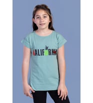 Toontoy Kız Çocuk California Baskılı Tişört (Yeşil)