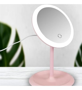 Beyaz Dokunmatik Led Işıklı Usb Li Yuvarlak Masa Üstü Makyaj Aynası Makyaj Aynası Ledli