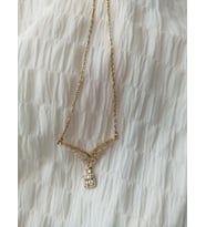 316L Çelik Zirkon Taşlı Sallantılı Çelik Kadın Kolye (Gold)