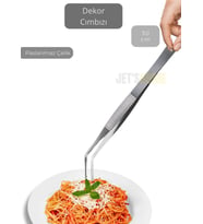 Eğik Uçlu Şef Cımbızı Paslanmaz Dekor Cımbızı Çelik Sunum Cımbızı Maşa 30 cm