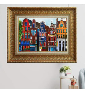 Gold Altın Kalın Çerçeveli Paspartulu Tablo vvb1486