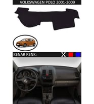 Volkswagen Polo 2001-2009 Için Uygun Torpido Koruma Halısı Siyah Kenar Renk Siyah