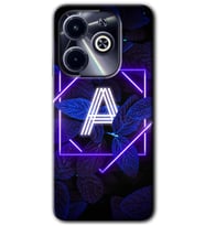 İnfinix Hot 40i Kılıf HD Desen Baskılı Kılıf - Dark Neon Yaprak A Harfi