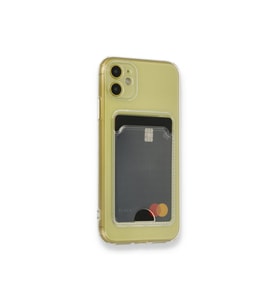 iPhone 12 Kılıf Kart Bölmeli Şeffaf Silikon Kartlıklı