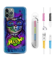 Apple iPhone 11 12 13 14 Pro Max Kılıf Kablo Koruma Spiral Silikon Super Meow 1715