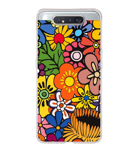 PrintiFy Samsung Galaxy A80 ile Uyumlu 1mm Slim Fit Retro Colors 2 Baskılı Şeffaf  Kılıf
