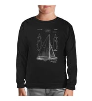 Yat Kulübü - Sail Boat Siyah Çocuk Sweatshirt