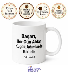 Minimal Siyah Beyaz Motivasyon Kupası Özel Tasarım Hediye Bardak