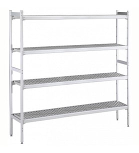 Electrolux Professional Düz Etejer Seti, Aluminyum Ayaklı, 4 Raflı, Her Raf Demonte Polietilen Tabletlerden Oluşur, Tabletler Bulaşık Makinesinde Yıkanabilir - 475x2935 Mm, H=1700 Mm BLS2935