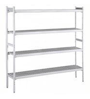 Electrolux Professional Düz Etejer Seti, Aluminyum Ayaklı, 4 Raflı, Her Raf Demonte Polietilen Tabletlerden Oluşur, Tabletler Bulaşık Makinesinde Yıkanabilir - 475x2935 Mm, H=1700 Mm BLS2935