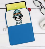 BK Gift Kurukafa Tasarımlı Taşınabilir Koruyucu Tablet Kılıfı & Organizer Çanta - Mavi-7