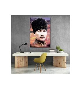 Gökyüzü ve Atatürk Görseli Kanvas Tablo HD Dijital Baskı Ev Ofis Dekoru