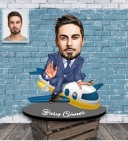 Kişiye Özel Pilot Karikatürlü Ahşap Biblo Bay-3-Eco
