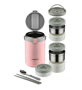 Lunchbox 3 Katlı 4-6 Saat Sıcak/soğuk Termos Çelik Sefer Tası Beslenme Kabı 2100ml Yeşil