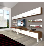 Decoraktiv Ekoflex 360Y Slm Silver Tv Ünitesi Tv Sehpası - Ceviz Beyaz (Beyaz - Kahverengi)