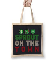 Sprout On The Town Christmas Brussel Sprouts Knit Patter Bez Çanta Uzun Saplı