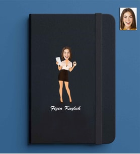 Kişiye Özel Kadın Model 13x21 Siyah Defter-35