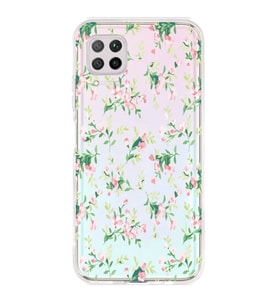 Huawei P40 Lite Uyumlu Çiçek Desenli Şeffaf Telefon Kılıfı