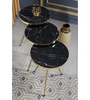 Zigon Sehpa Çift Gold Ceviz Tel